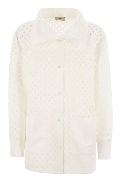Herno Crochet-effect Shirt-cut Jacket In White