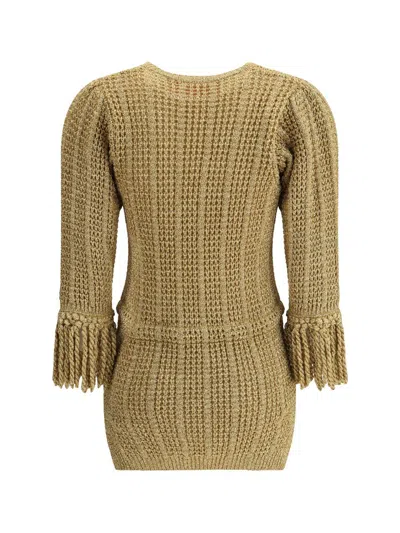 Valentino Lurex Knit Short Dress In Gold