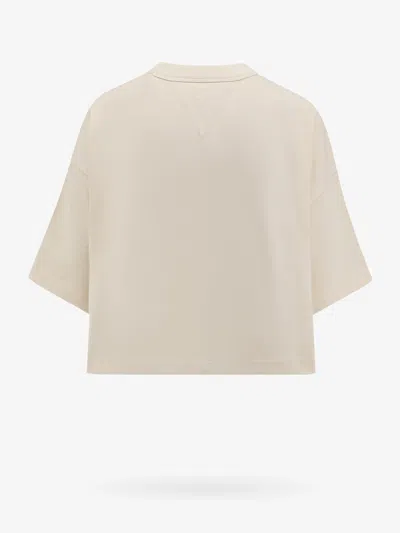 Bottega Veneta White Short-sleeved Crop T-shirt With Heart
