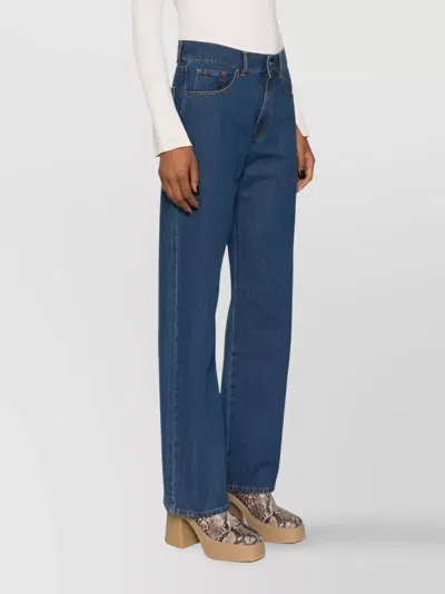 P.a.r.o.s.h Straight Leg Denim Trousers In Blue