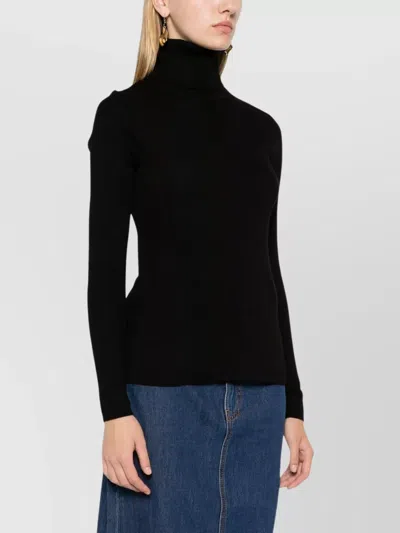 P.a.r.o.s.h Parosh Ribbed Turtleneck Sweater With Elegant Open Back Design In Metallic