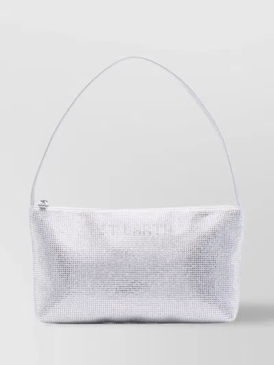 Saint Barth Top Handle Shoulder Bag With Rhinestone Embellishment In Grey