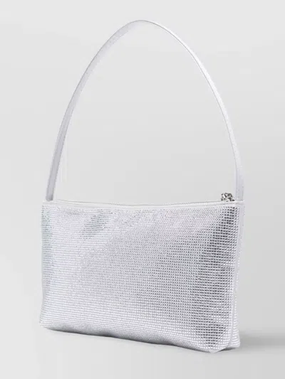 Saint Barth Top Handle Shoulder Bag With Rhinestone Embellishment In Grey