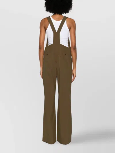 P.a.r.o.s.h Adjustable Strap Jumpsuit With Button Accents In Brown
