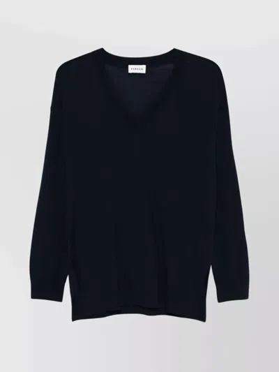 P.a.r.o.s.h V-neck Ribbed Knitwear With Side Slits In Black