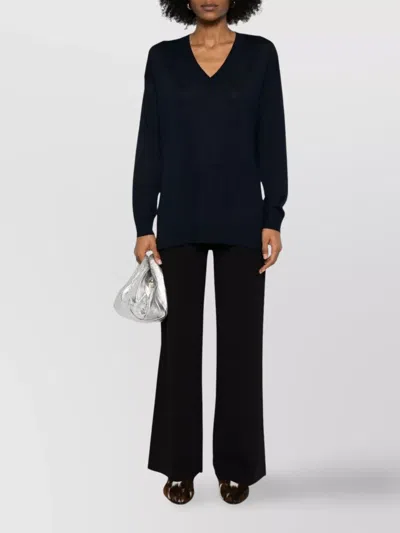 P.a.r.o.s.h V-neck Ribbed Knitwear With Side Slits In Black