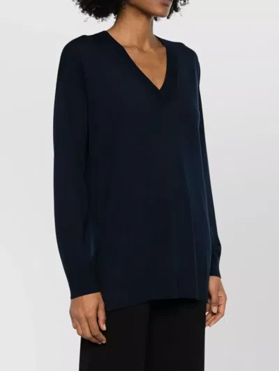 P.a.r.o.s.h V-neck Ribbed Knitwear With Side Slits In Black