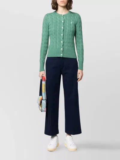 Ralph Lauren Cropped Wide-leg Chinos With Pockets And Belt Loops In Black