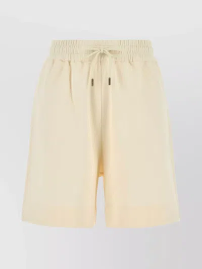 Moncler Cotton Shorts With Elastic Waistband And Side Pockets In White