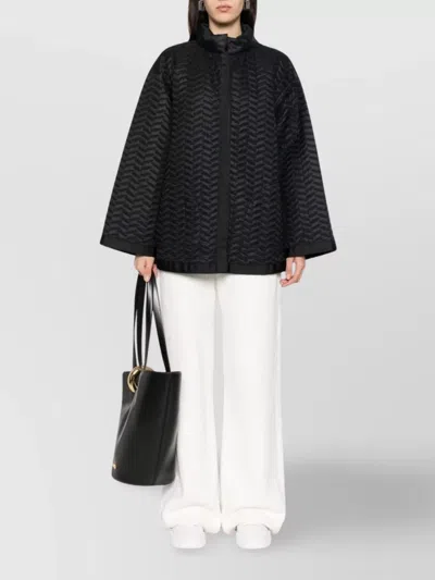 Emporio Armani Reversible Lightweight Quilted Nylon Puffer Jacket With Bell Sleeves In Black