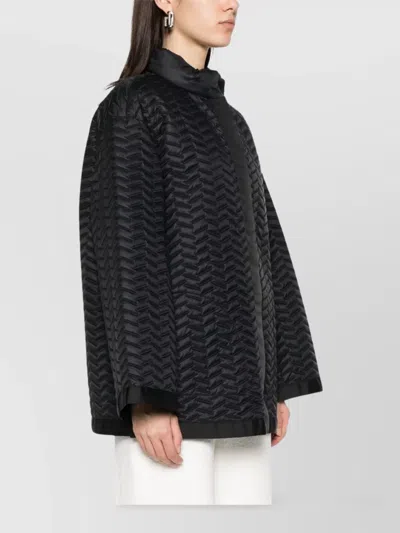 Emporio Armani Reversible Lightweight Quilted Nylon Puffer Jacket With Bell Sleeves In Black