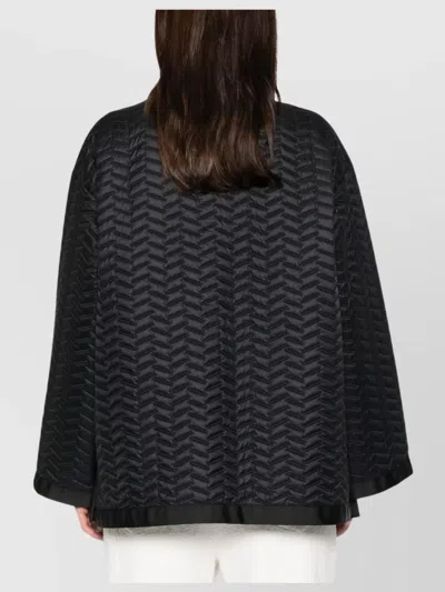 Emporio Armani Reversible Lightweight Quilted Nylon Puffer Jacket With Bell Sleeves In Black