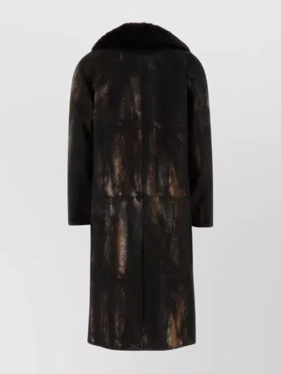 Prada Printed Cotton Coat In Black