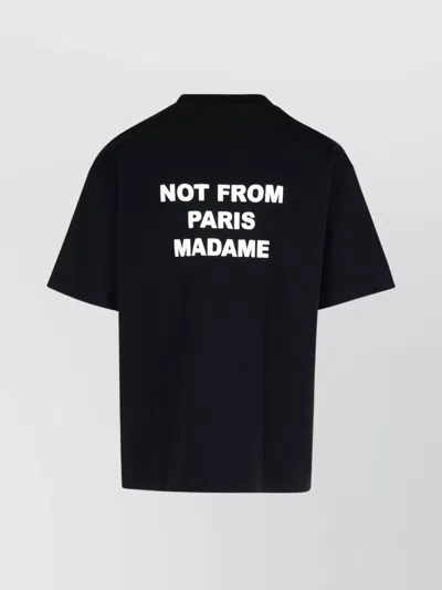 Drôle De Monsieur Black Crewneck T-shirt With Slogan Print On The Front And Back In Cotton Man
