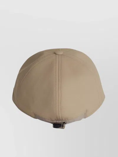 Sacai Cotton Cap With Curved Brim And Panelled Design In Beige