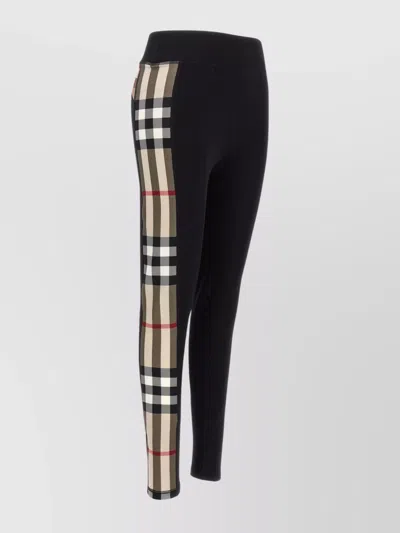 Burberry Leggings In Stretch Jersey With Check Inserts