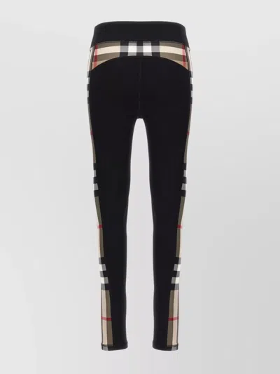 Burberry Leggings In Stretch Jersey With Check Inserts