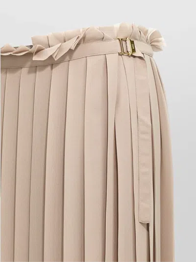 Ami Alexandre Mattiussi Ami High-waisted Pleated Skirt With Frayed Edge