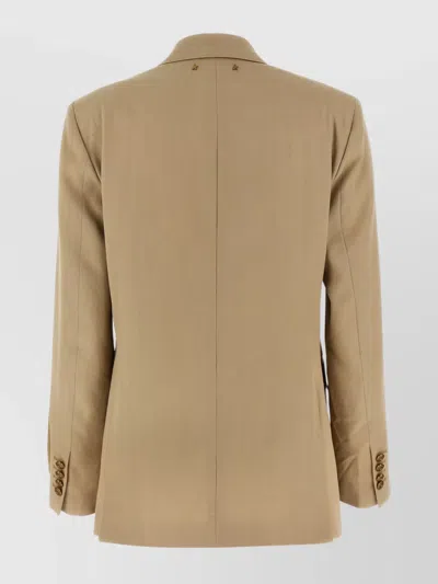 Golden Goose Womens Double-breasted Blazer In Sand With Gold Heraldic Buttons