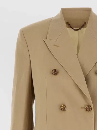 Golden Goose Womens Double-breasted Blazer In Sand With Gold Heraldic Buttons