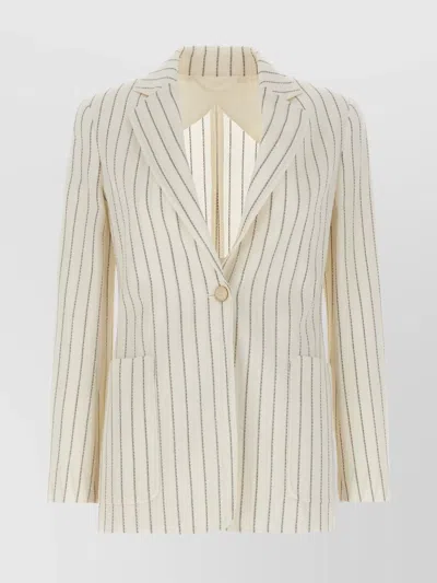 Max Mara Embroidered Stripes Cotton Blend Blazer