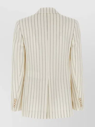 Max Mara Embroidered Stripes Cotton Blend Blazer
