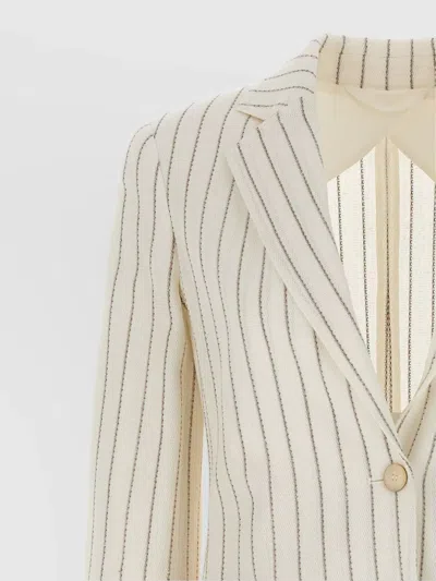 Max Mara Embroidered Stripes Cotton Blend Blazer