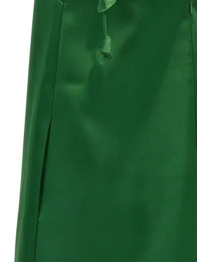 Self-portrait Green Mini Dress With V Neck And Shoulder Straps With Floral Embellishments