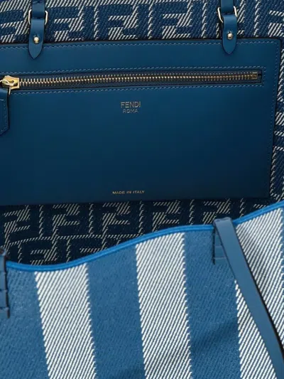 Fendi Blue Reversible Roll Large Shopper