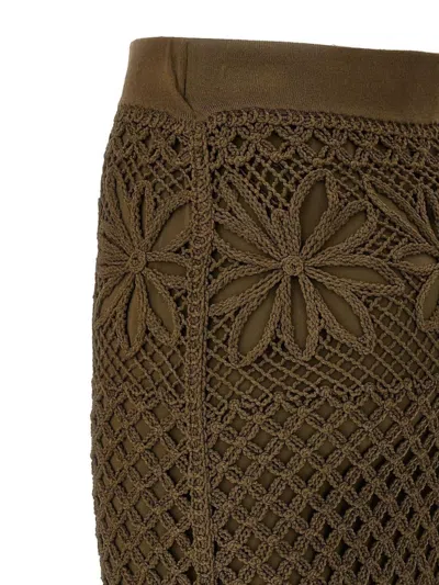 Pinko Crochet Midi Skirt In Brown