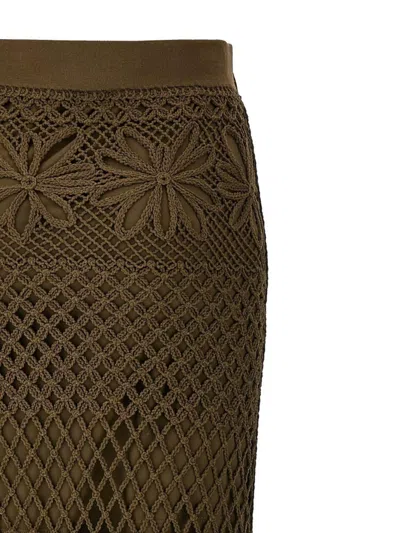 Pinko Crochet Midi Skirt In Brown