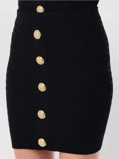 Balmain Vichy Knit Skirt In Black