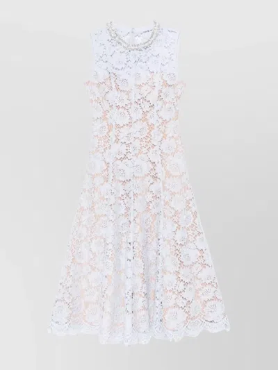 Self-portrait Blue Fine Lace Pearl Midi Dress In White