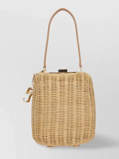 Self-portrait Brown Handbag With Removable Shoulder Strap And Keychain Detail