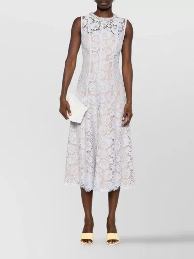 Self-portrait Blue Fine Lace Pearl Midi Dress In White