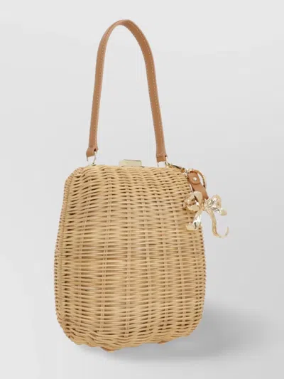 Self-portrait Brown Handbag With Removable Shoulder Strap And Keychain Detail