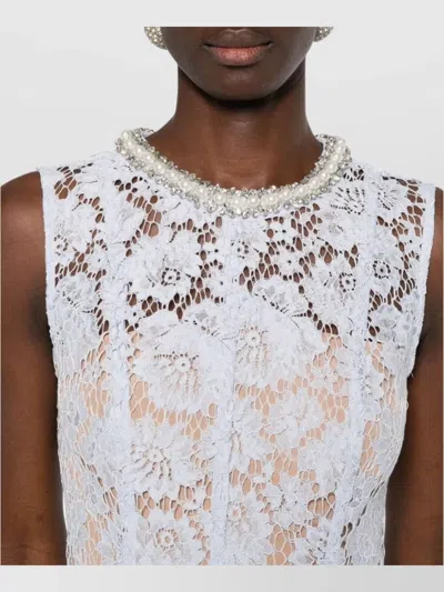 Self-portrait Blue Fine Lace Pearl Midi Dress In White