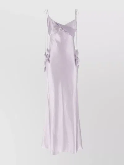 Self-portrait Satin Maxi Dress In Purple