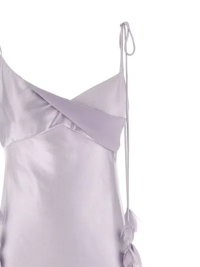 Self-portrait Satin Maxi Dress In Purple