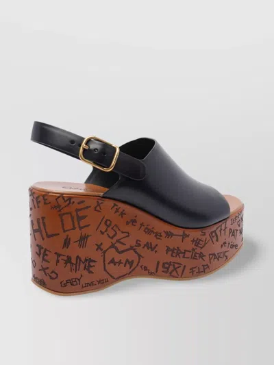 Chloé Maxime Leather Slingback Platform Sandals