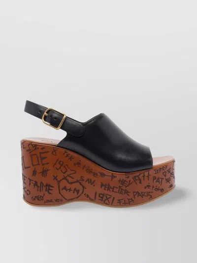 Chloé Maxime Leather Slingback Platform Sandals