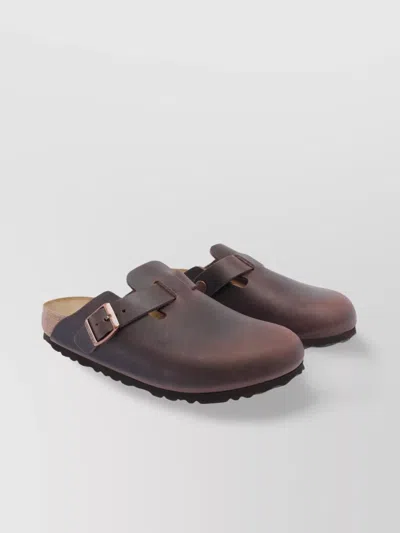 Birkenstock Boston Oiled Sabot In Habana Leather In Black