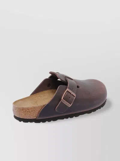 Birkenstock Boston Oiled Sabot In Habana Leather In Black