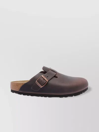 Birkenstock Boston Oiled Sabot In Habana Leather In Black