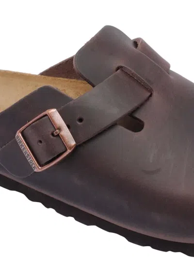 Birkenstock Boston Oiled Sabot In Habana Leather In Black