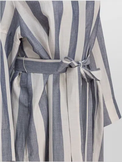 S Max Mara Rima Striped Ramie And Cotton Midi Dress In White