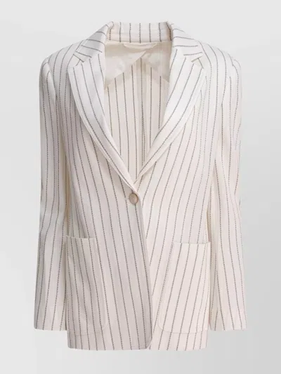 Max Mara Embroidered Stripes Cotton Blend Blazer