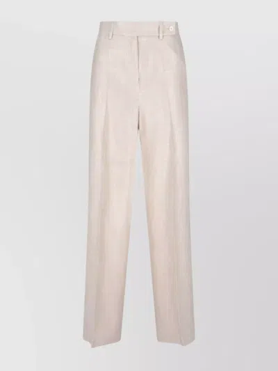 Kiton Straight Trousers With Wide Leg In Beige
