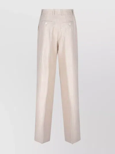 Kiton Straight Trousers With Wide Leg In Beige