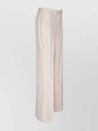 Kiton Straight Trousers With Wide Leg In Beige
